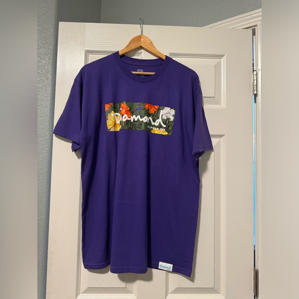 Diamond Supply co Purple flower tee